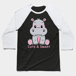 Cute and Smart Cookie Sweet little hippopotamus in pink glasses cute baby outfit Baseball T-Shirt